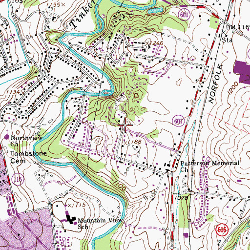 Topographic Map of Meadewood, VA