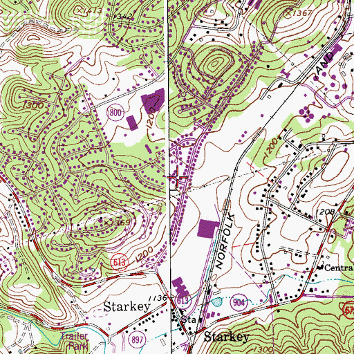 Topographic Map of Meadowlark, VA