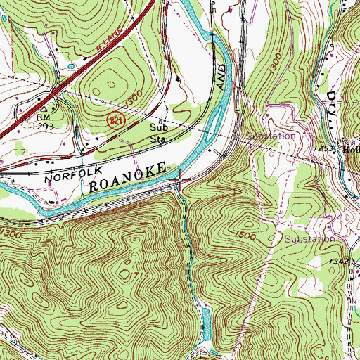 Topographic Map of Mill Branch, VA