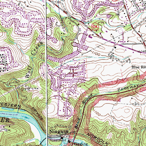 Topographic Map of Montgomery Village, VA