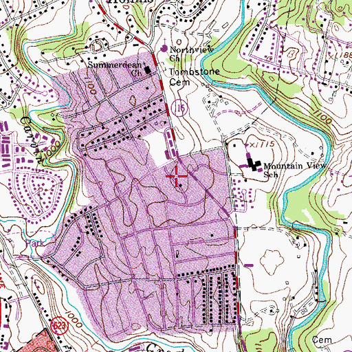 Topographic Map of Mountain View, VA