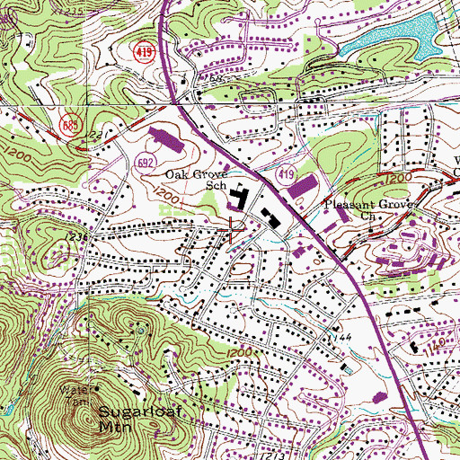 Topographic Map of Oak Grove Church (historical), VA