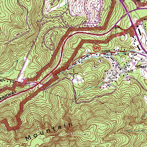 Topographic Map of Parkway Acres, VA