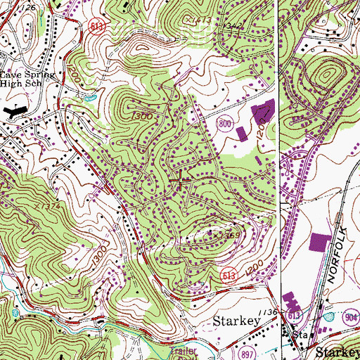 Topographic Map of Penn Forest, VA