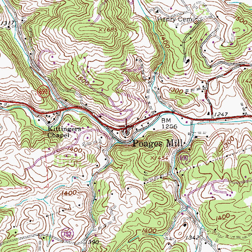 Topographic Map of Poages Mill Church of the Brethren, VA
