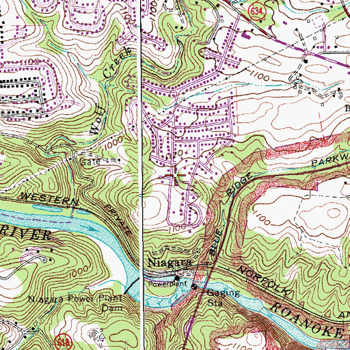 Topographic Map of River Edge, VA