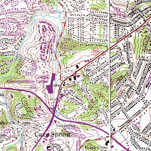 Topographic Map of Roanoke County Adminstration Building, VA