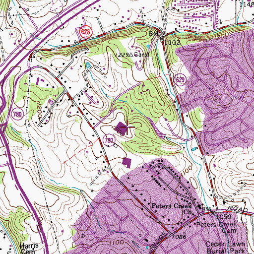 Topographic Map of Roanoke County Public Schools Office, VA