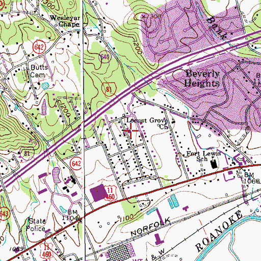 Topographic Map of Salem First Church of the Nazarene, VA