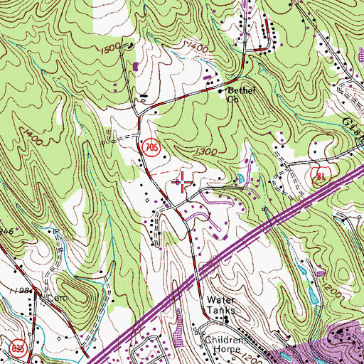 Topographic Map of Salem Racquet and Swimming Club, VA