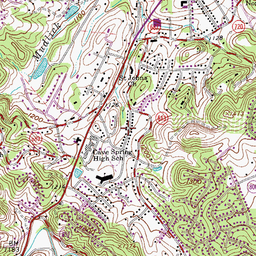 Topographic Map of Springlawn, VA