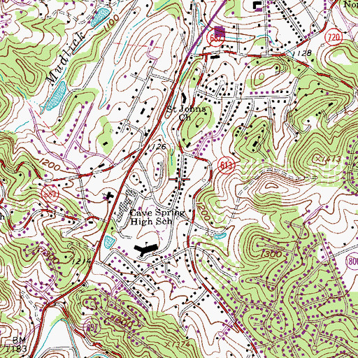 Topographic Map of Springlawn, VA