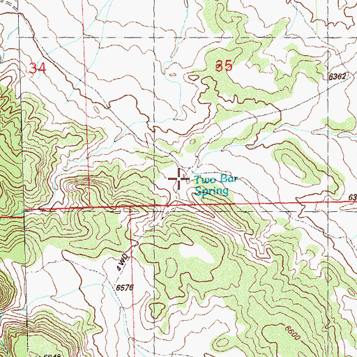 Topographic Map of Two Bar Springs, CO