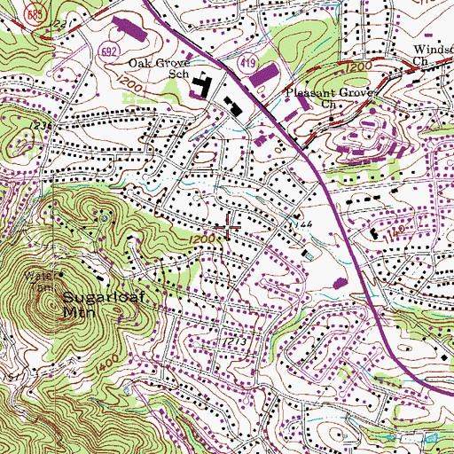 Topographic Map of Sugar Loaf Estates, VA