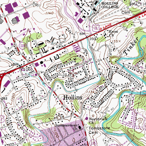 Topographic Map of Summerdean, VA