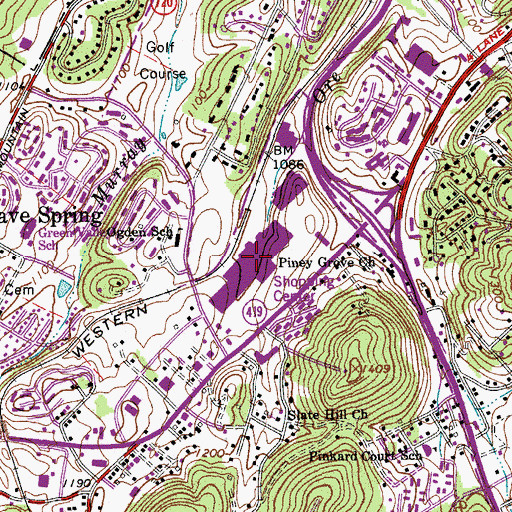 Topographic Map of Tanglewood Mall Shopping Center, VA