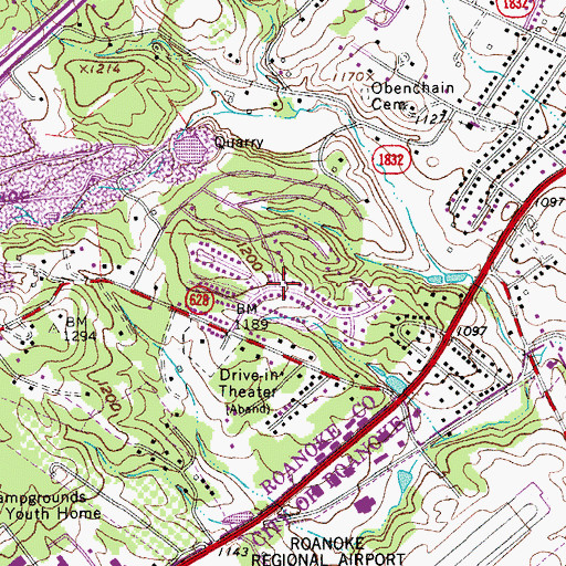 Topographic Map of The Woodlands, VA