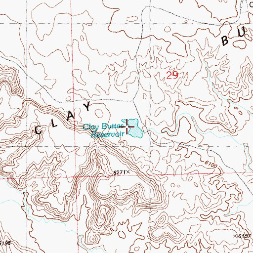 Topographic Map of Clay Buttes Reservoir, CO