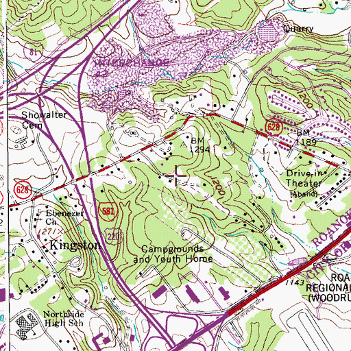 Topographic Map of Valleypointe Industrial Park, VA