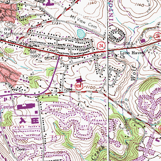 Topographic Map of W E Cundiff Elementary School, VA