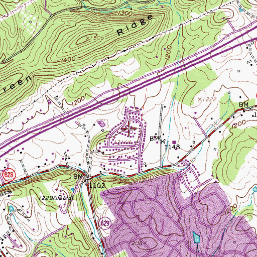 Topographic Map of Willow Green, VA