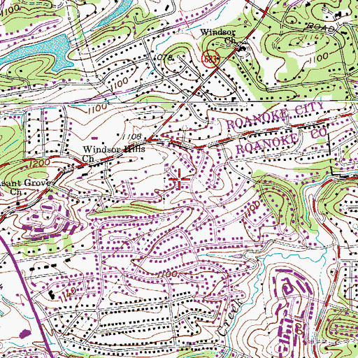 Topographic Map of Windsor Estates, VA
