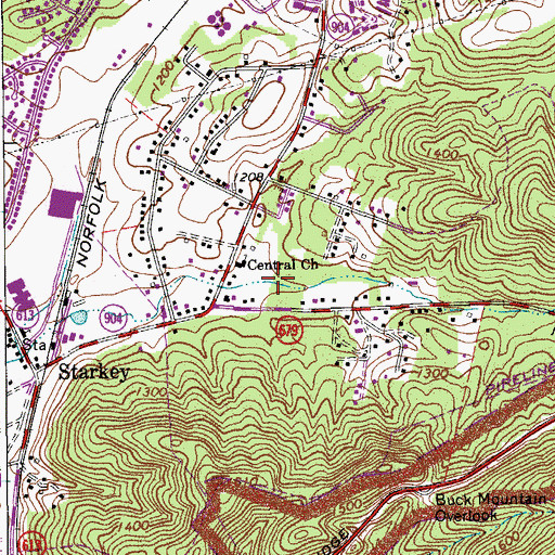 Topographic Map of Woods Crossing, VA