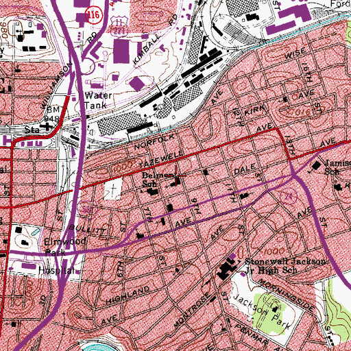 Topographic Map of Belmont Baptist Church, VA