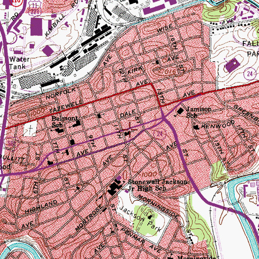 Topographic Map of Belmont Christian Church, VA