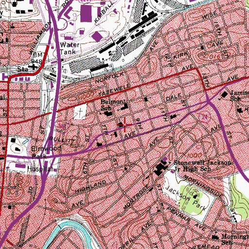 Topographic Map of Belmont United Methodist Church, VA
