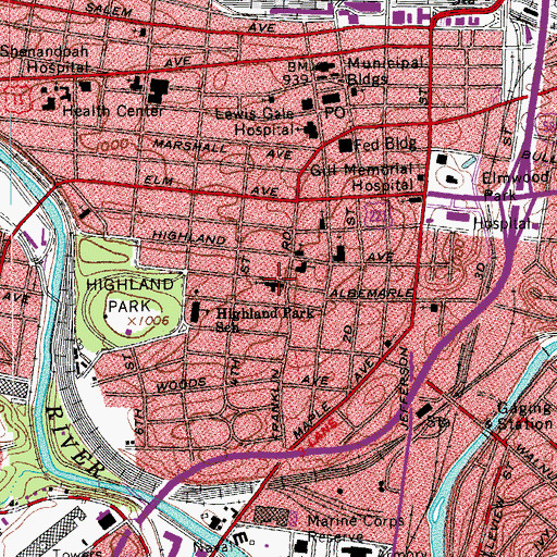 Topographic Map of Christ Episcopal Church, VA