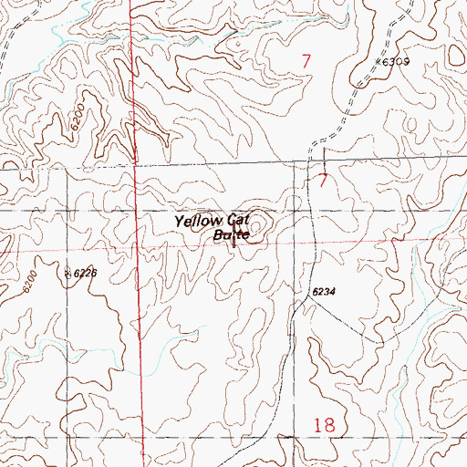 Topographic Map of Yellow Cat Butte, CO