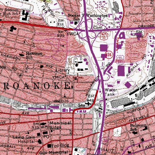 Topographic Map of First Baptist Church, VA