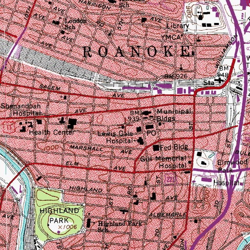 Topographic Map of First Christian Church, VA