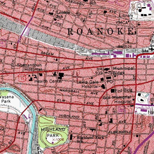 Topographic Map of First Church of Christ Scientist, VA
