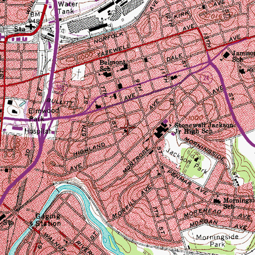 Topographic Map of Grandview Heights Church of the Nazarene, VA