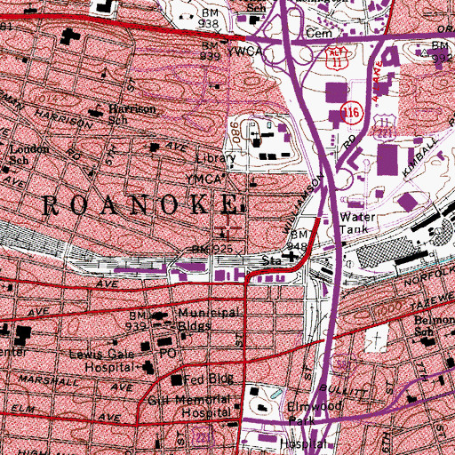 Topographic Map of High Street Baptist Church, VA