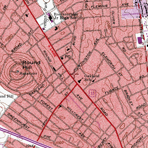 Topographic Map of Huntington Court United Methodist Church, VA