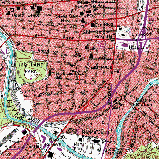 Topographic Map of Jefferson Surgical Clinic, VA
