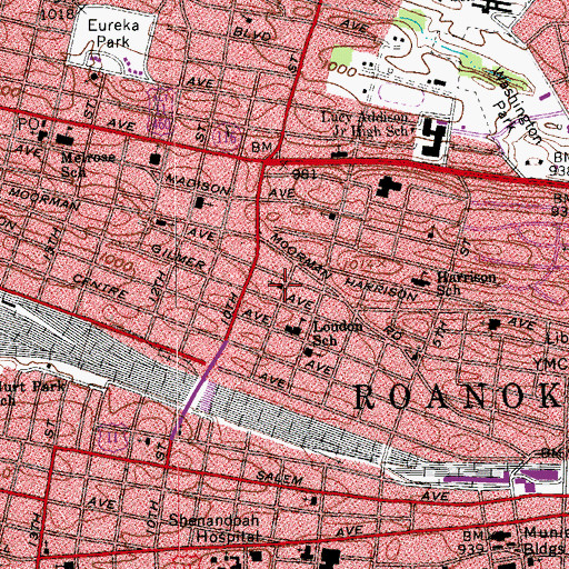 Topographic Map of Maple Street Baptist Church, VA