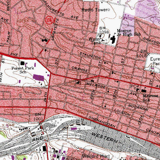Topographic Map of Melrose Christian Church, VA