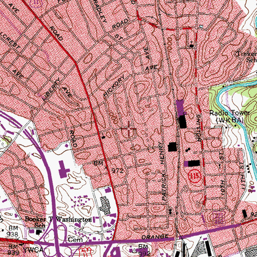 Topographic Map of Oakland Terrace, VA
