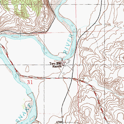 Topographic Map of Two Bar Ranch, CO