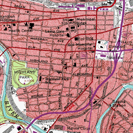 Topographic Map of Saint Marks Lutheran Church, VA