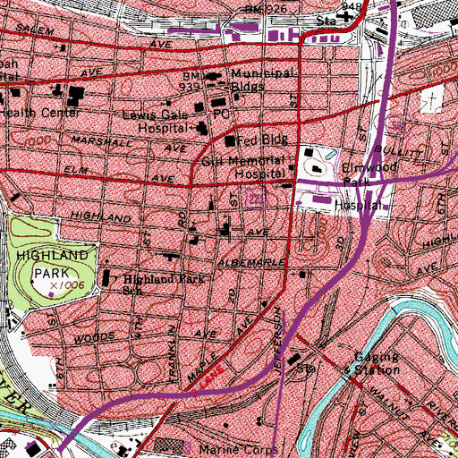 Topographic Map of Second Presbyterian Church, VA