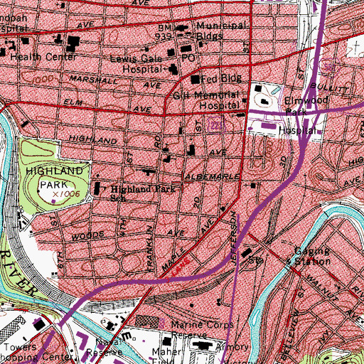 Topographic Map of Viaud School, VA