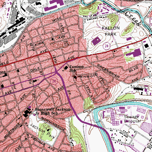 Topographic Map of Waverly Place Baptist Church, VA