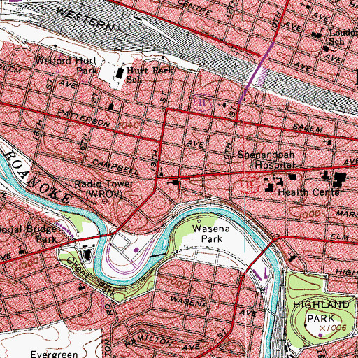 Topographic Map of West End Presbyterian Church, VA