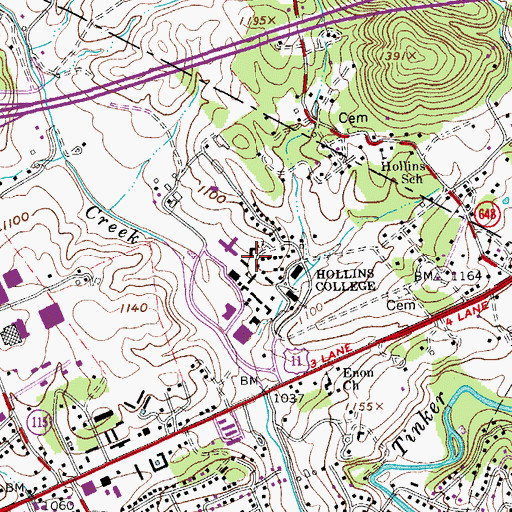 Topographic Map of Randolph Hall, VA