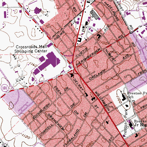 Topographic Map of Crossroads Church, VA